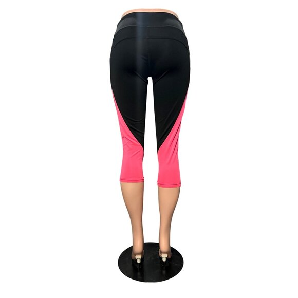 CCC Capri Length Pink Black High Waist Athletic Yoga Pants Size Medium - Picture 3 of 6